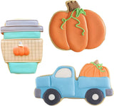 3pc I Love Autumn Cookie Cutter Set, Latte Coffee Pumpkin and Harvest Truck, Fall Baking, Ann Clark