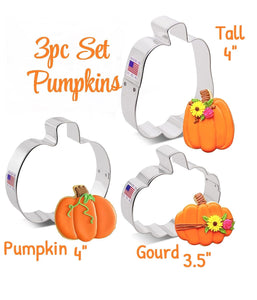 3pc pumpkin cookie cutters set