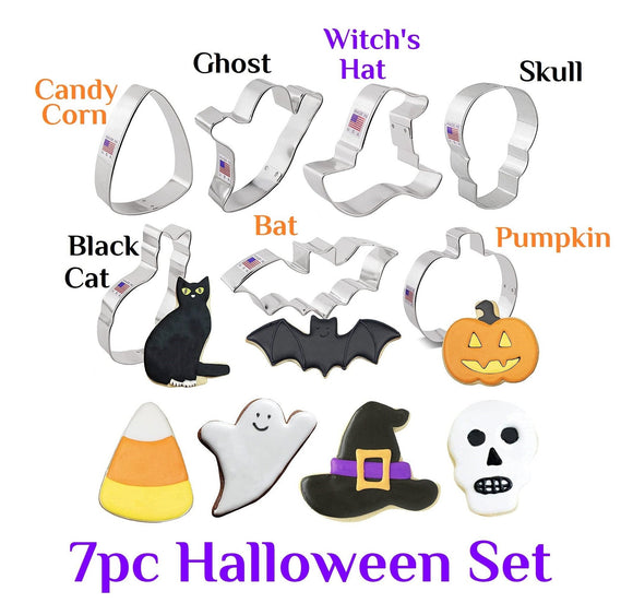 7 halloween cookie cutters, ghost pumpkin bat, cat and more