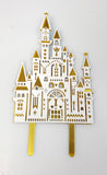 Gold  and White Princess Castle Cake Topper, Acrylic Birthday Cake Decoration, FREE USA SHiPPiNG -