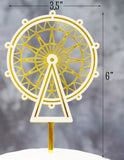 Gold and White Ferris Wheel Cake Topper, Acrylic Birthday Cake Decoration, FREE USA SHiPPiNG -