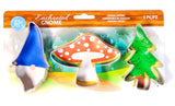 3pc Gift Boxed Enchanted Forest Cookie Cutter Set, Gnome Mushroom and Woodland Tree