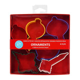 6pc Christmas Ornament Cookie Cutter Set, Gift Boxed Cookie Cutters, Colorful Coated Steel