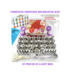 87pc Icing Tips and Cake Decorating Set in Unicorn Gift Box, Russian Frosting Tips, Piping Bags and Cake Decorator Tools