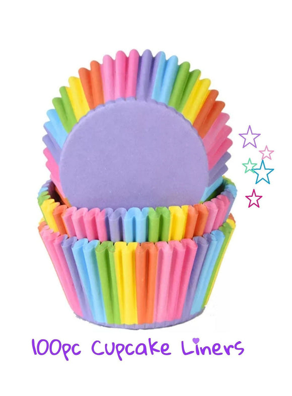 Pastel Rainbow Cupcake Paper Liners, Pack of 100 Standard Paper Cups for Muffins and Baking