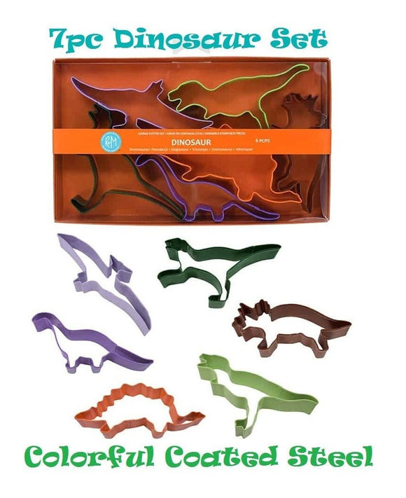 color coated steel dinosaur cookie cutter set