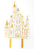 Gold  and White Princess Castle Cake Topper, Acrylic Birthday Cake Decoration, FREE USA SHiPPiNG -