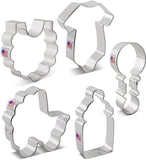 5 piece set of baby cookie cutter shapes