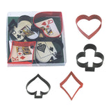 4pc Playing Card Cookie Cutter Set, Gift Boxed Cookie Cutters, Colorful Coated Steel