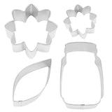 Floral Centerpiece Cookie Cutter Set, 4pc Make Flowers, Jar, and Leaves