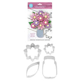 Floral Centerpiece Cookie Cutter Set, 4pc Make Flowers, Jar, and Leaves