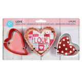 Valentine's Day 3pc Cookie Cutter Set, Color Coated Cookie Cutters, Love and Wedding Shapes