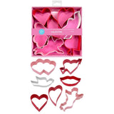 7pc Valentine's Day Cookie Cutter Set, Includes Hearts Cupid Kiss and Dove, Color Coated Cookie Cutters