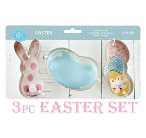 3pc Easter Cookie Cutter Carded Set, Cute Bunny Jellybean and Easter Eggs