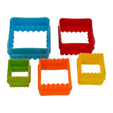 Fluted Square Biscuit Cutter Set, 5pc Set Plastic Cookie Cutters GiFT