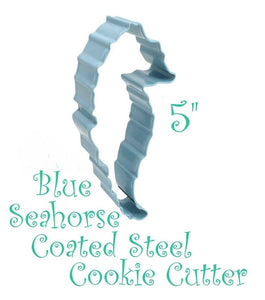 blue color coated steel seahorse cookie cutter