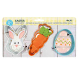 Easter 3pc Carded Cookie Cutter Set, Colorful Bunny Face Carrot and Easter Egg