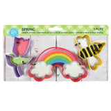 Spring 3 pc Colorful Cookie Cutter Carded Set, Tulip, rainbow, and Bee Cookie Cutters