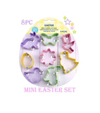 8pc Mini Easter Cookie Cutters, Easter Bunny Egg Chick Tulip Spring Shapes