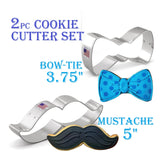 2-Piece Little Man Cookie Cutter Set, Bow Tie and Mustache, Ann Clark