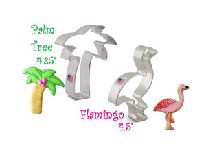 2pc Tropical Vacation Cookie Cutter Set, Ann Clark - Flamingo and Palm Tree