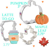 3pc Pumpkin Spice Latte and Maple Leaf, Autumn Fall Baking, Ann Clark