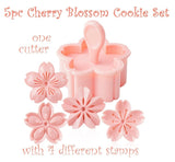 cherry blossom cookie cutter set with embossing stamps