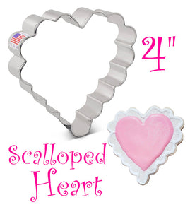 Scalloped Heart Cookie Cutter, 4" Valentine's Day Wedding and Love, Ann Clark