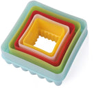 Fluted Square Biscuit Cutter Set, 5pc Set Plastic Cookie Cutters GiFT