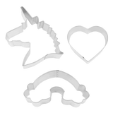 3pc Unicorn Love and Rainbows Cookie Cutter Carded Set,