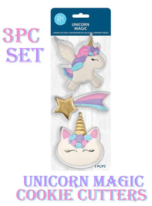 3pc Unicorn cookie cutter set carded